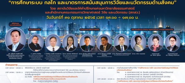 การศึกษาระบบ กลไก และมาตรการสนับสนุนการวิจัยและนวัตกรรมด้านสังคม